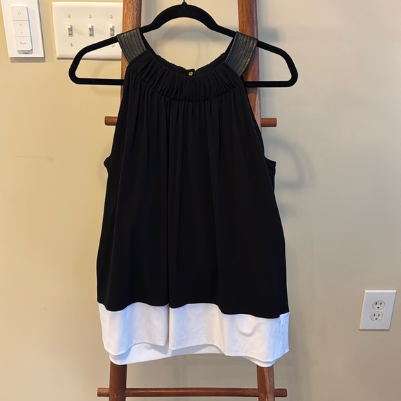 Calvin Klein Top Women’s Black Halter Shift Faux Collar - Picture 1 of 10
